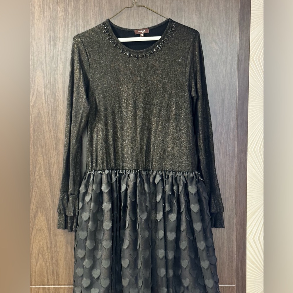 Imoga cotton crystals embellished puff skirt dress 14